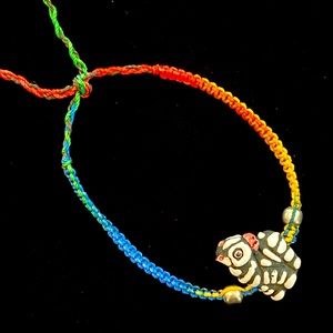 Zebra bead rainbow macrame bracelet